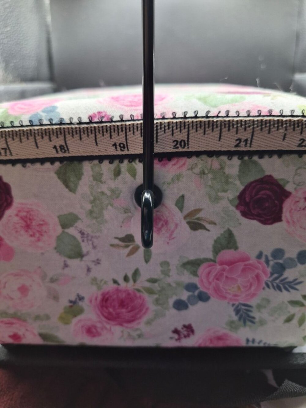 Floral Sewing Box Handle Tray Compartments Organizer For Craft Supplies - Picture 7 of 9